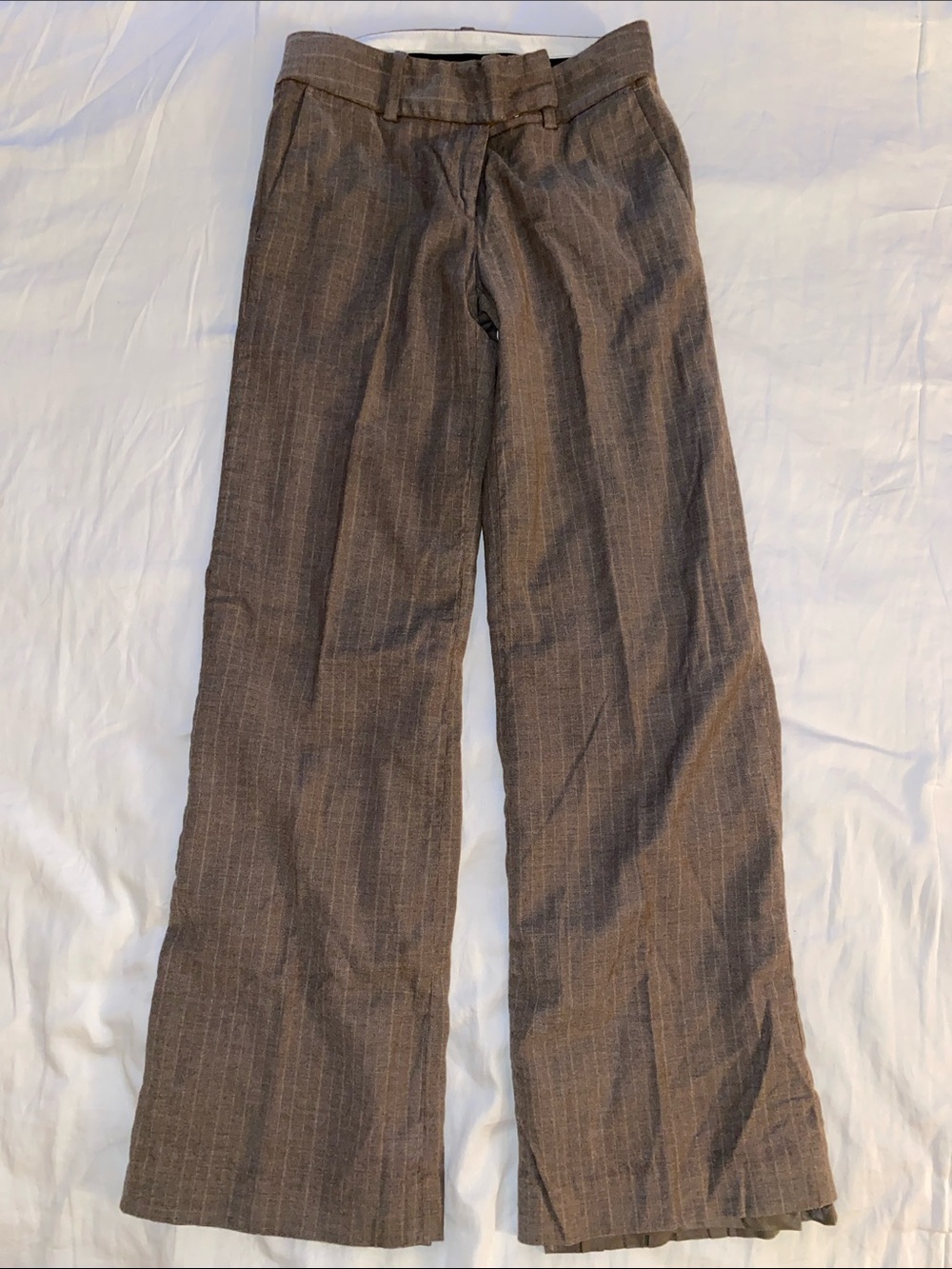Ann Taylor Brown Pinstripe Wide-Leg Dress Pants